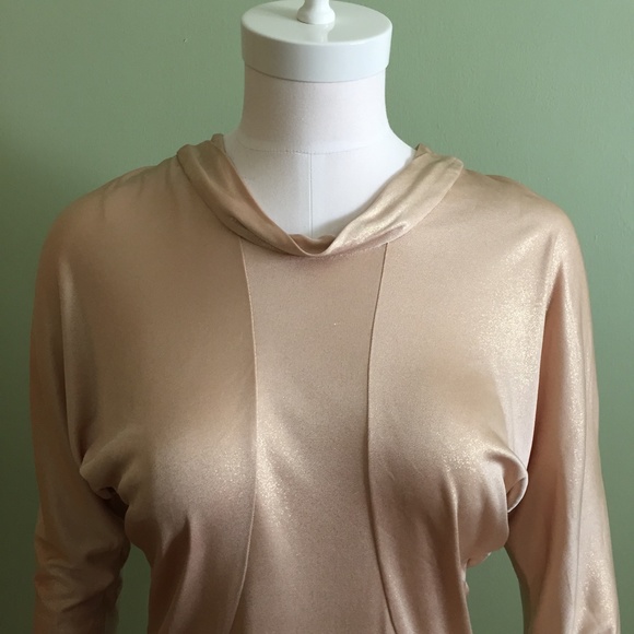 BCBGMAXAZRIA GOLD METALLIC JERSEY REVERSIBLE DRESS Size XS - Picture 2 of 16